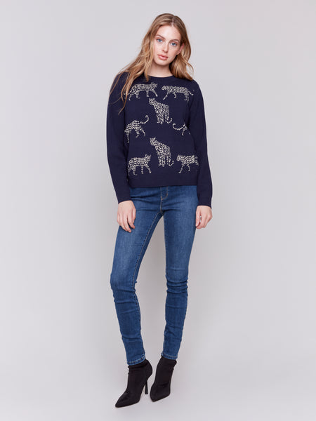 CHARLIE B C2763 JACQUARD SWEATER