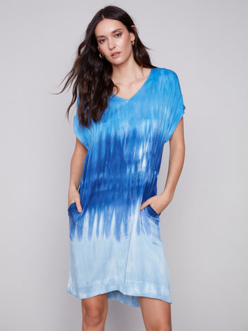 CHARLIE B C3153R TIE-DYE RAYON RELAXED DRESS