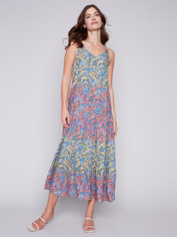CHARLIE B C3169P PRINTED TIERED MAXI DRESS 1 MED LEFT