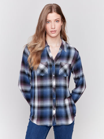 CHARLIE B C4490R SOFT PLAID BUTTON-DOWN SHIRT