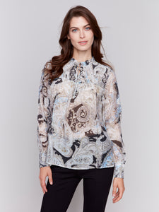 CHARLIE B C4548P PRINTED VOILE BLOUSE