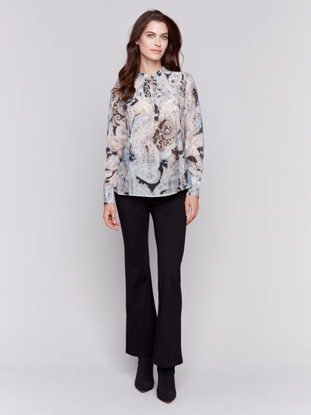 CHARLIE B C4548P PRINTED VOILE BLOUSE