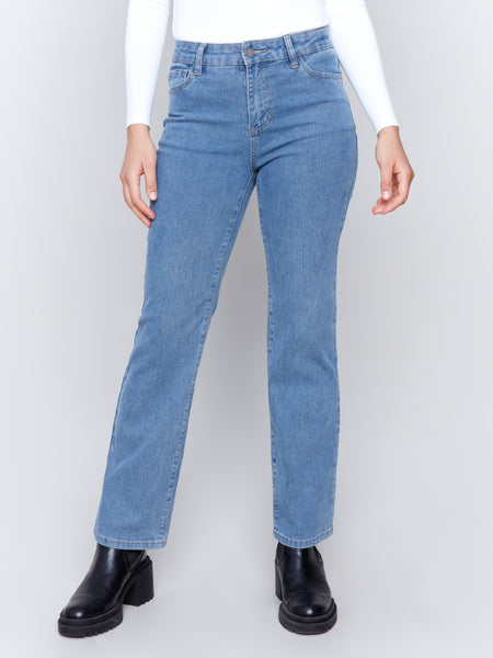 CHARLIE B C5564 DENIM CORDUROY STRAIGHT LEG PANT