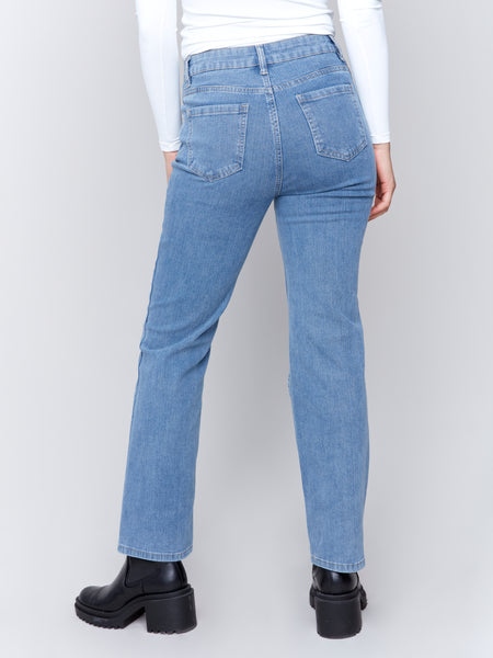 CHARLIE B C5564 DENIM CORDUROY STRAIGHT LEG PANT