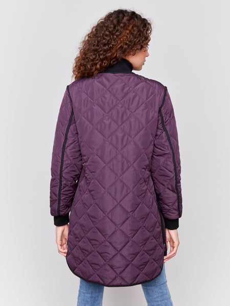 CHARLIE B C6253R LONG QUILTED PUFFER- 2 COLOURS