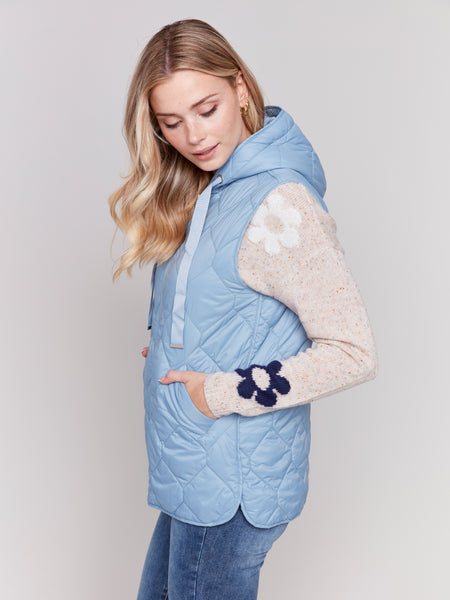 CHARLIE B C6322 SHORT QUILTED VEST- 3 COLOURS