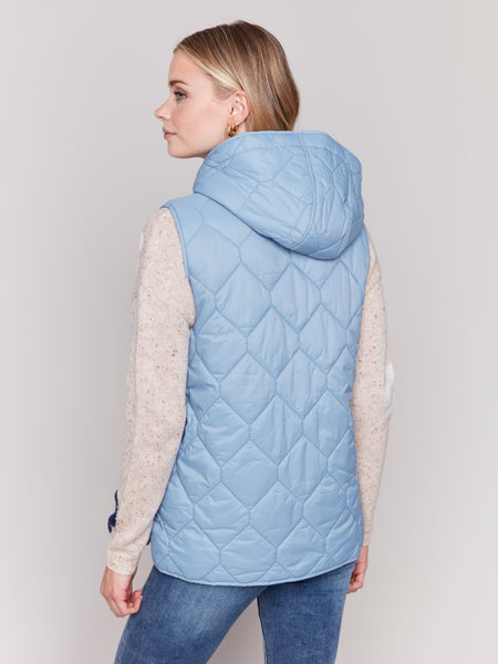 CHARLIE B C6322 SHORT QUILTED VEST- 3 COLOURS