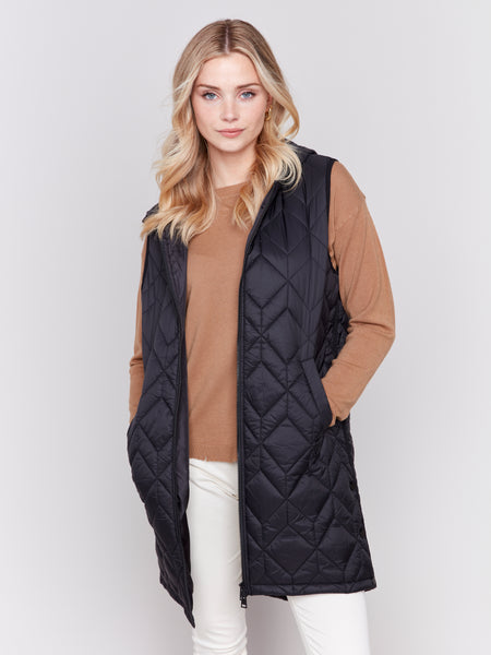 CHARLIE B C6323 LONG QUILTED PUFFER- 3 COLOURS