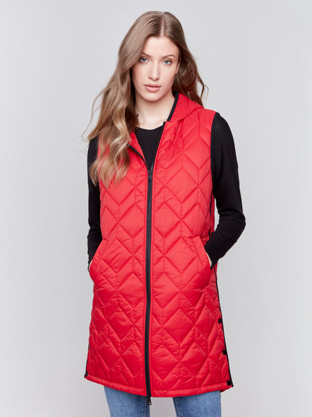 CHARLIE B C6323 LONG QUILTED PUFFER- 3 COLOURS