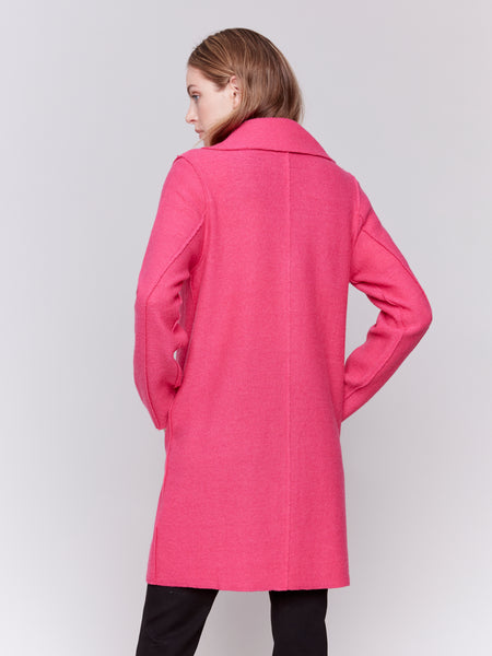 CHARLIE B C6324 BOILED WOOL LONG COAT- 3 COLOURS