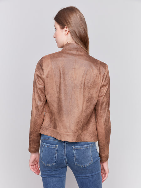 CHARLIE B C6336 FAUX VINTAGE LEATHER JACKET