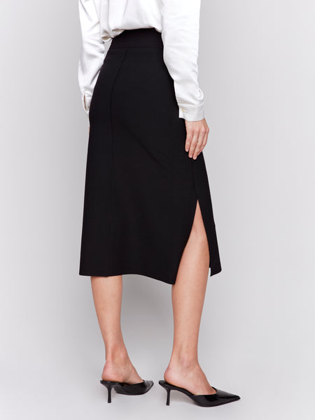 CHARLIE B C7076 GUTSY CREPE SKIRT WITH FRONT PATCH POCKET