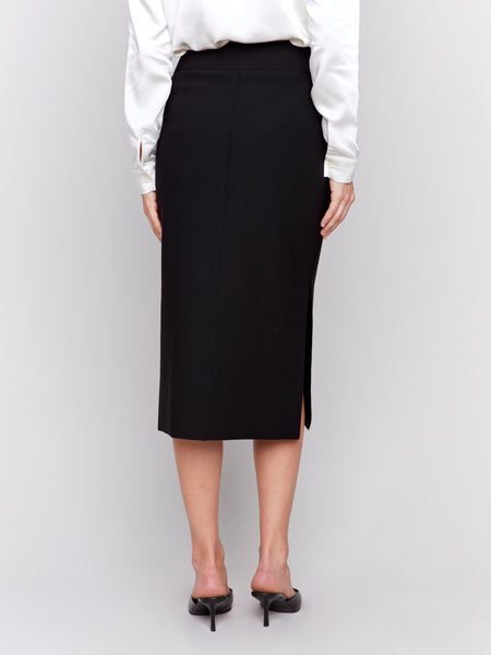 CHARLIE B C7076 GUTSY CREPE SKIRT WITH FRONT PATCH POCKET