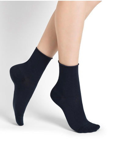 BLEUFORET  6593 Roll-Top Pure Cotton Ankle Socks 4 COLOURS