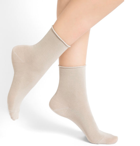 BLEUFORET  6593 Roll-Top Pure Cotton Ankle Socks 4 COLOURS